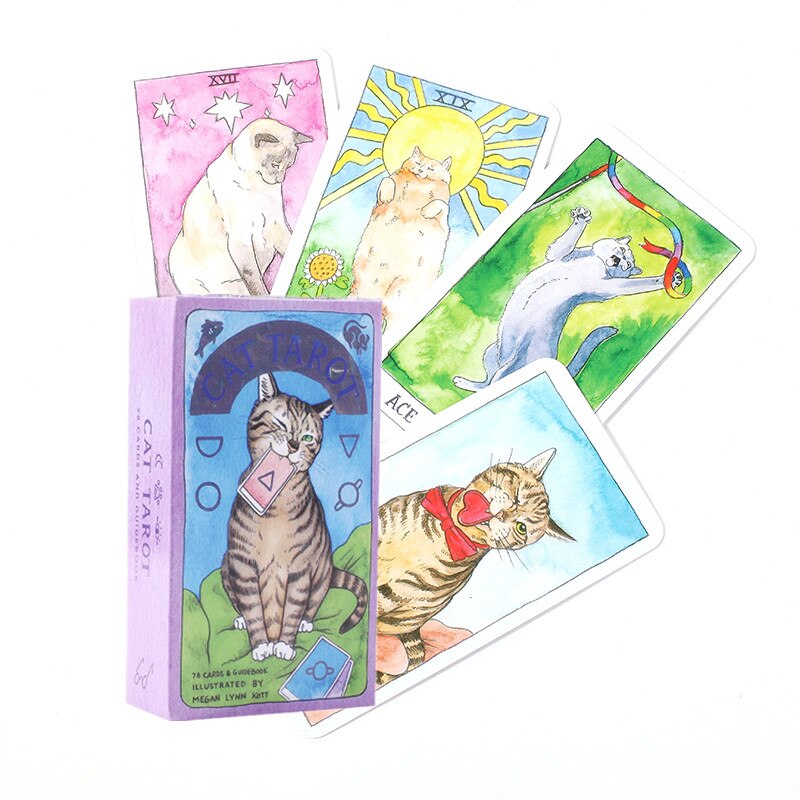 Cat Tarot Cards Magic Full English Read Fate Deck Board Game Family Playing Birthday Gift