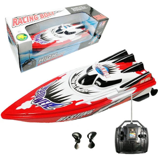 4 Channels RC Boats Plastic Fast Boat Rowing Navigation Remote Control Speed Waterproof Electric Toy Twin Motor Kid Chirdren Toy