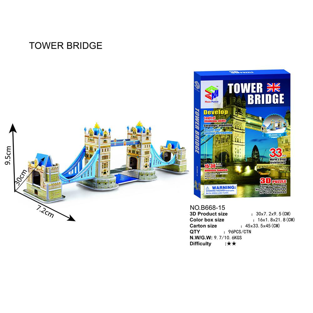 3D Puzzle Three-dimensional Word Famous Buildings Architecture Puzzle Educational Toy DIY Gift for Children and Adult