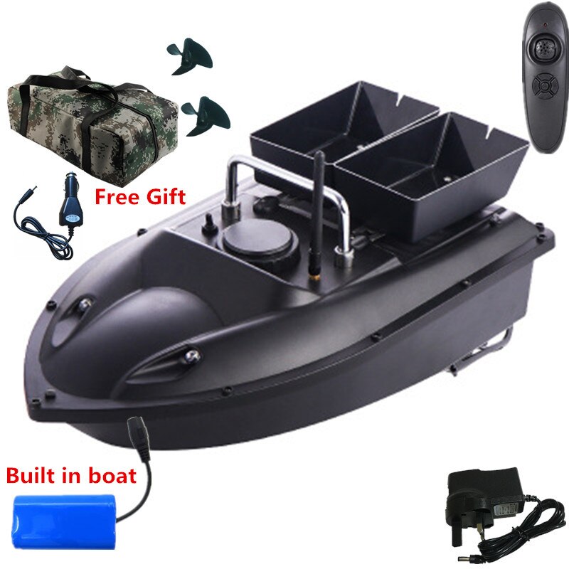 New High Quality Double hopper Double Motor Fixed speed Cruise Automatic Feed Fishing Bait Boat with waterproof bag car charger