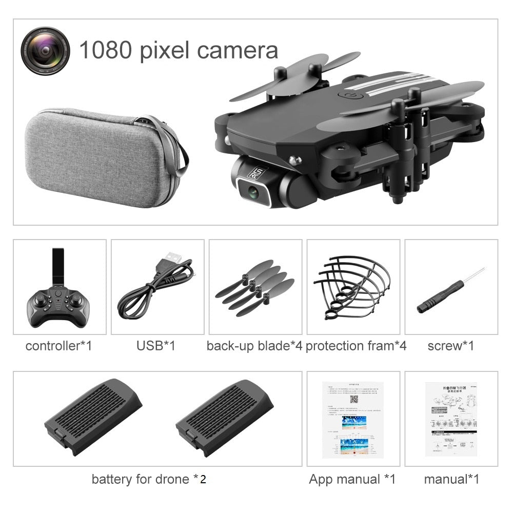 XKJ 2020 New Mini Drone 4K 1080P HD Camera WiFi Fpv Air Pressure Altitude Hold Black And Gray Foldable Quadcopter RC Dron Toy
