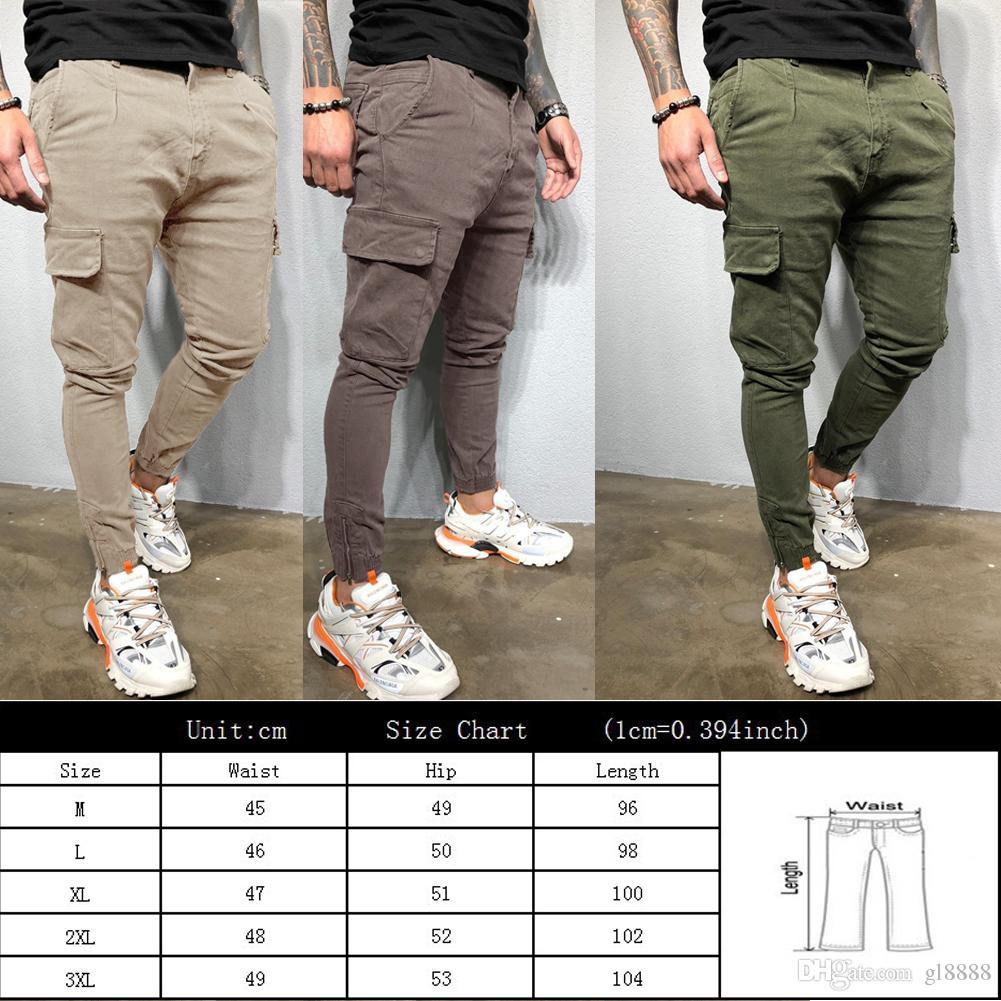 Men's Slim Pocket Urban Straight Leg Trousers Pencil Jogging Joggers Cargo Pants