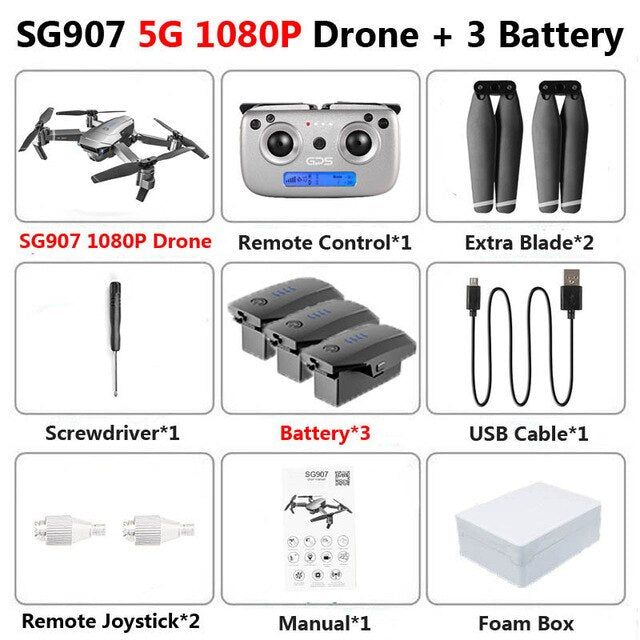 SG907 SG901 5G GPS Foldable Profissional Drone with Dual Camera 1080P 4K WiFi FPV Wide Angle RC Quadcopter Drone Camera