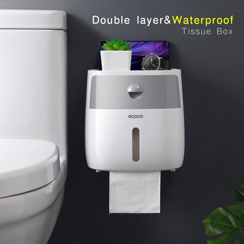 ecoco Portable Toilet Paper Holder Plastic Waterproof Paper Dispenser For Toilet Home Storage Box Bathroom Accessories