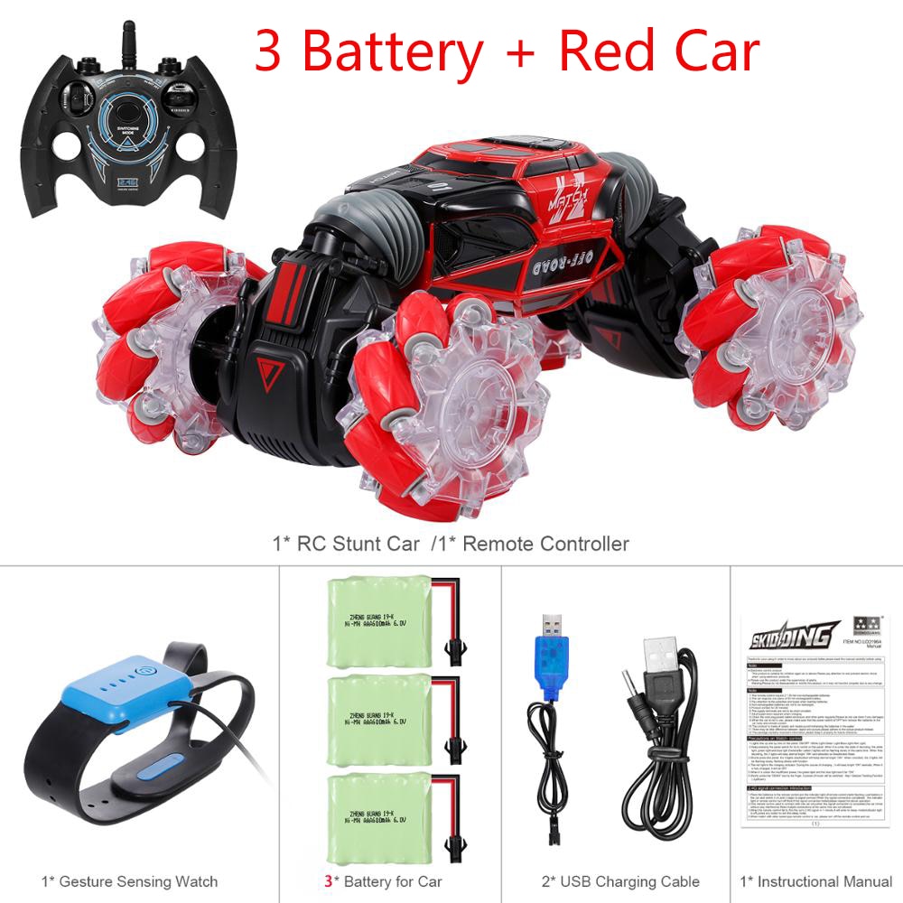 4WD RC Stunt Car Watch Gesture Sensor Control Deformable Electric RC Drift Car Transformer Car Toys for Kid Gift with LED Light