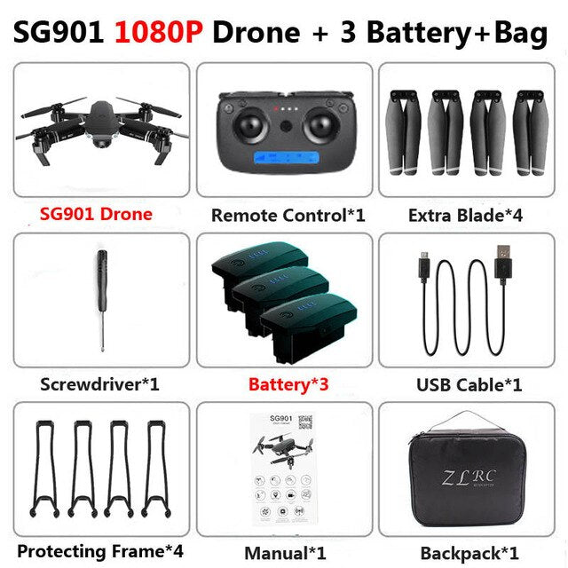 SG907 SG901 5G GPS Foldable Profissional Drone with Dual Camera 1080P 4K WiFi FPV Wide Angle RC Quadcopter Drone Camera