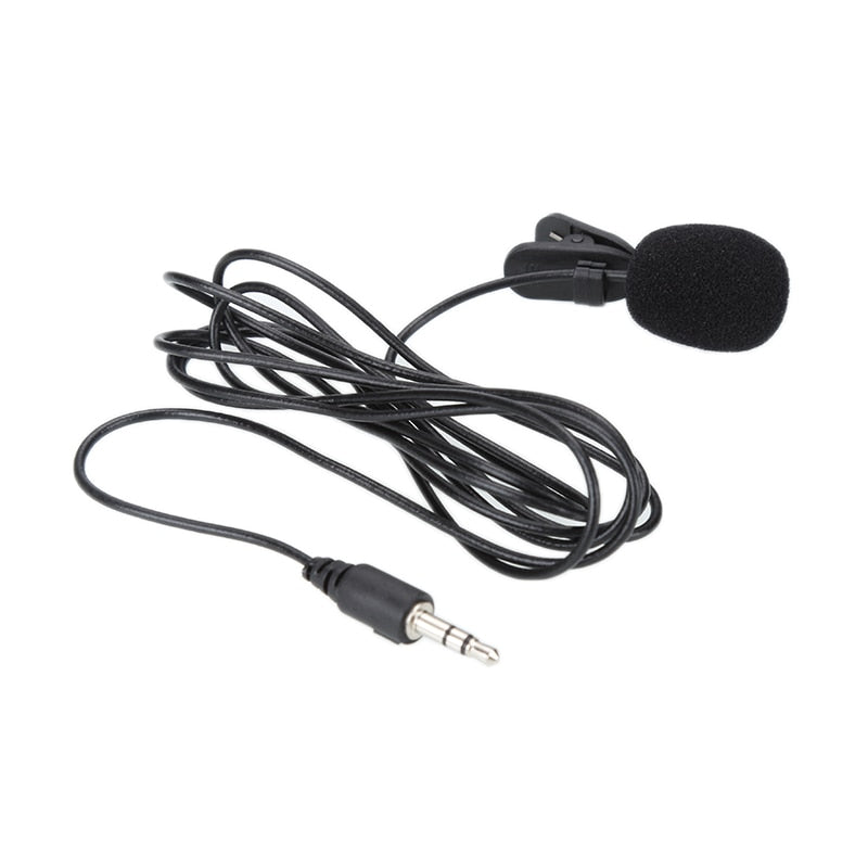 Universal Mini Microphone Portable Mic Clip-on Lapel Lavalier Microphone 3.5mm Jack Mini Mic For IPhone SmartPhone Recording PC (Black)