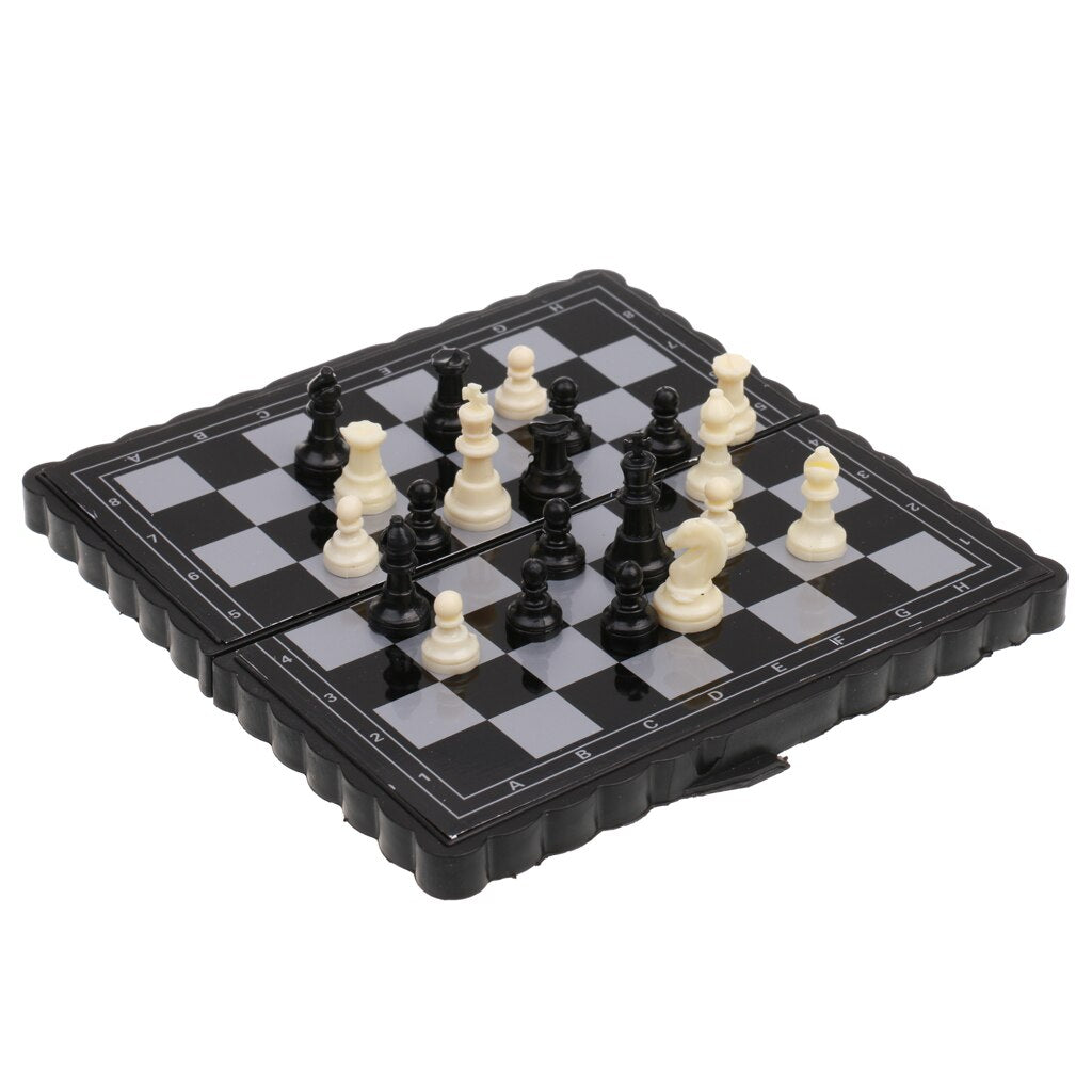 Portable Magnetic Chess Set Classic Strategy Board Game for Kids Adults Families - Black White