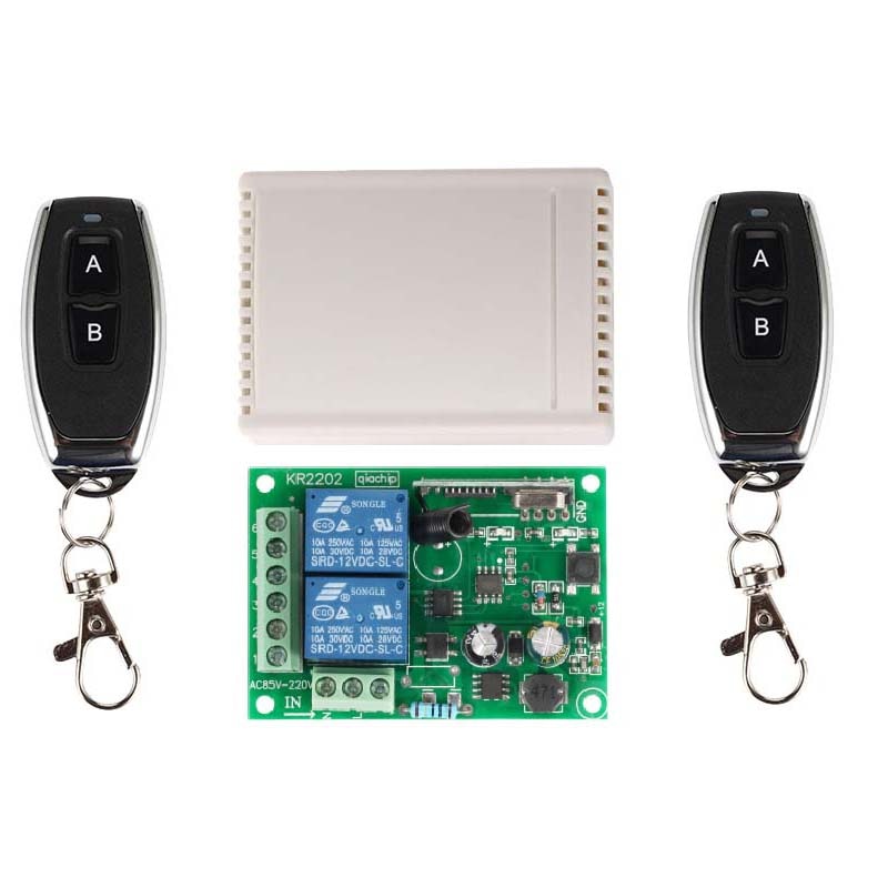 433Mhz Remote Control Switch for Light,Door, Garage Universal Remote AC 85V ~ 250V 110V 220V 2CH Relay Receiver and Controller