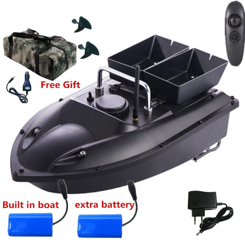New High Quality Double hopper Double Motor Fixed speed Cruise Automatic Feed  Fishing Bait Boat with waterproof bag car charger