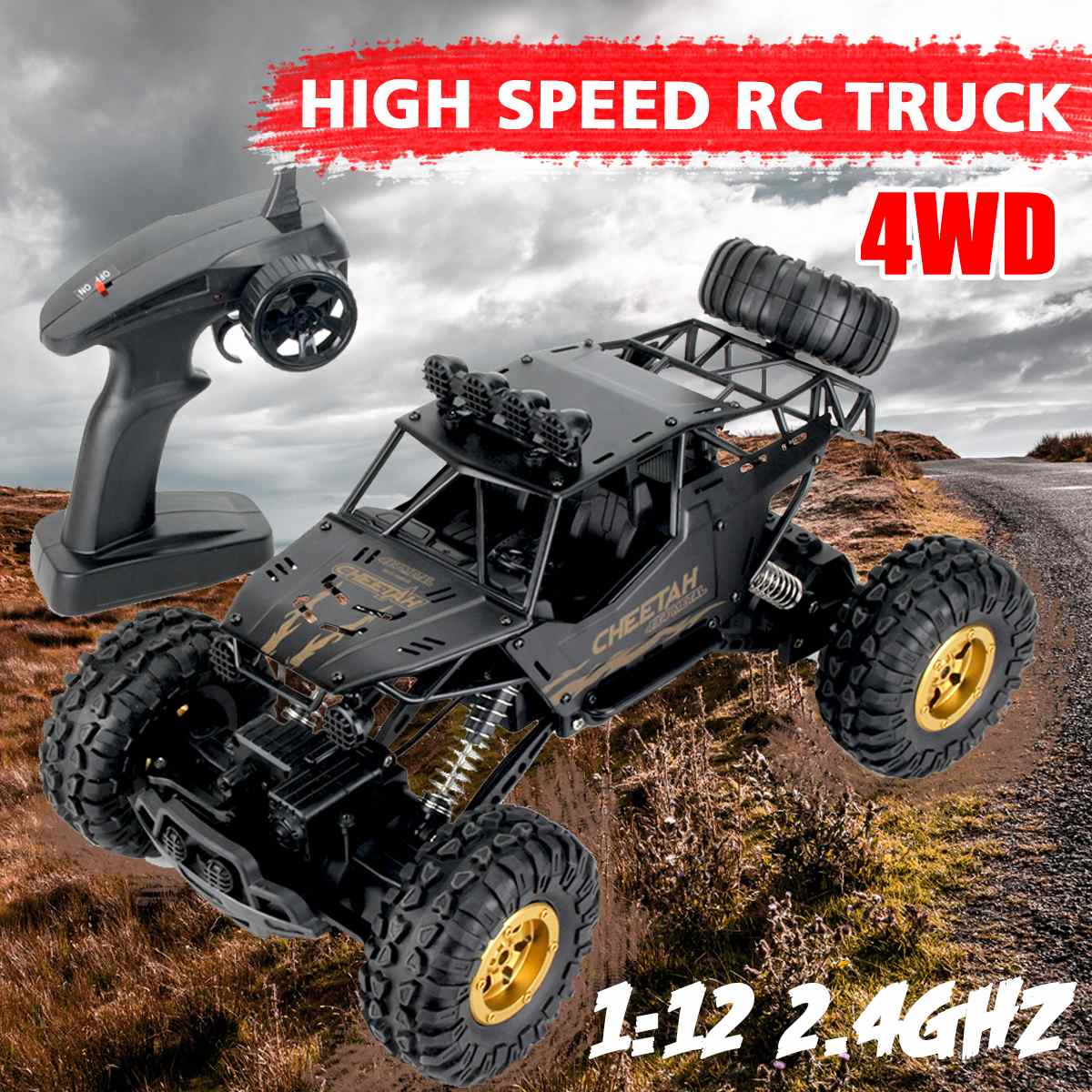 36cm 1:12 4WD RC Cars Updated Version 2.4G Radio Control RC Cars Toys Buggy~High speed Trucks Off-Road Trucks Toys for Children