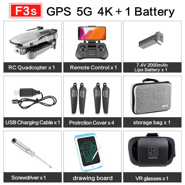 2020 NEW F3 drone GPS 4K 5G WiFi live video FPV quadrotor flight 25 minutes rc distance 500m drone HD wide-angle dual camera