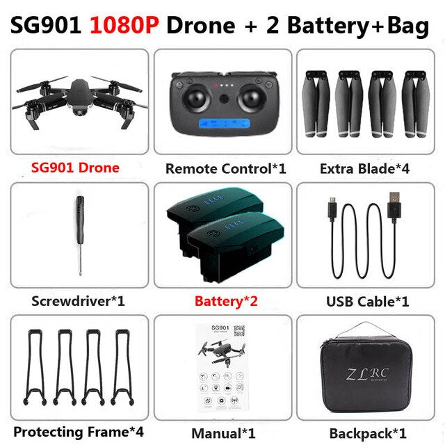 SG907 SG901 5G GPS Foldable Profissional Drone with Dual Camera 1080P 4K WiFi FPV Wide Angle RC Quadcopter Drone Camera