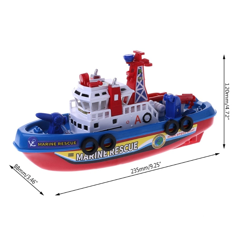 Fast Speed Music Light Electric Marine Rescue Fire Fighting Boat Toy  for Kids