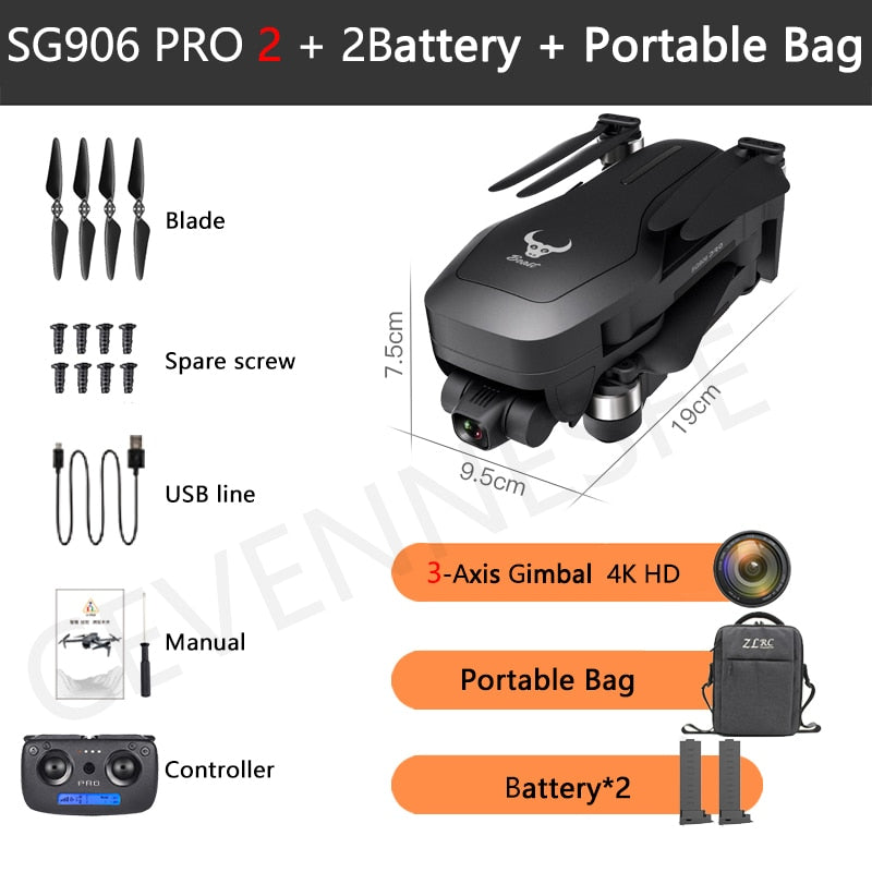 2020 NWE SG906 PRO2 drone 4k HD 5G camera Triaxial anti-shake Self-stabilizing gimbal Upgraded version drones distance 1.2km