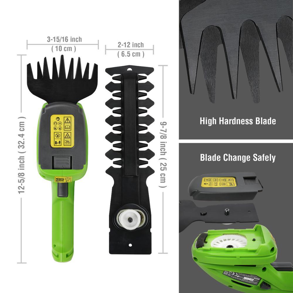 WORKPRO 7.2V Electric Trimmer 2 in 1 Lithium-ion Cordless Garden Tools Hedge Trimmer Rechargeable Hedge Trimmers for Grass