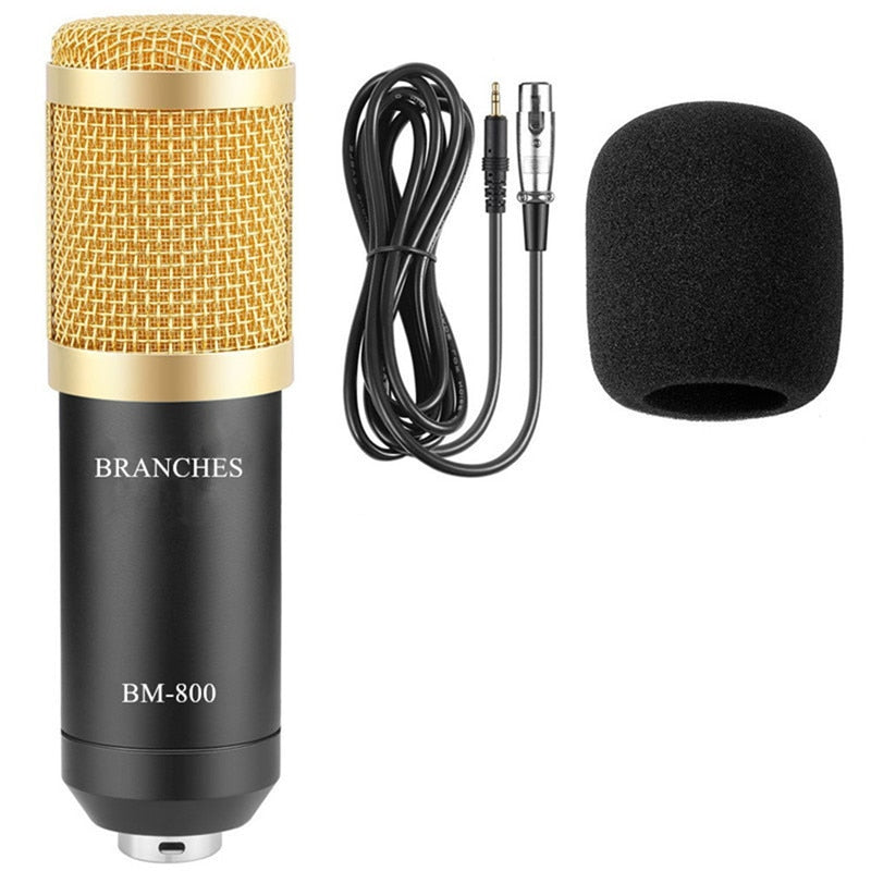 BM-800 Professional Condenser Microphone Kit:Microphone For Computer+Shock Mount+Foam Cap+Cable As BM 800 Microphone BM800