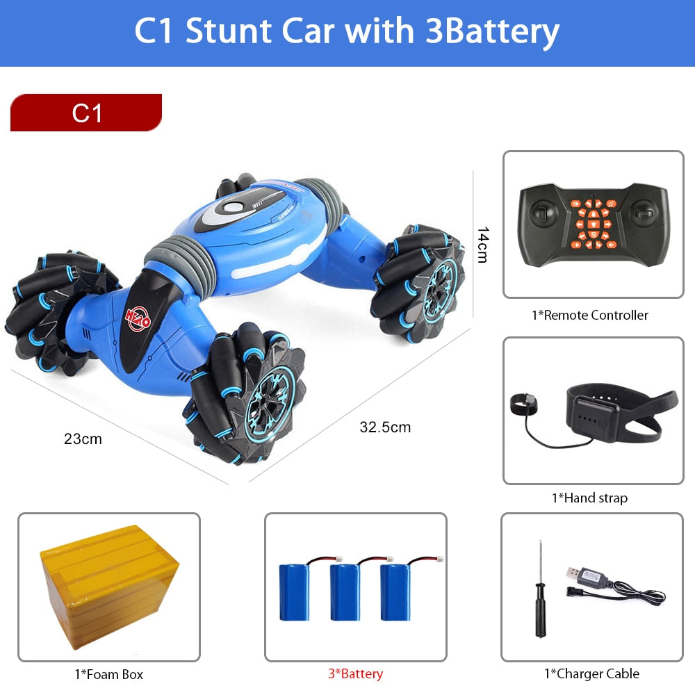 Remote Control Stunt Car Gesture Induction Twisting Off-Road Vehicle Light Music Drift Dancing Side Driving RC Toy Gift for Kids