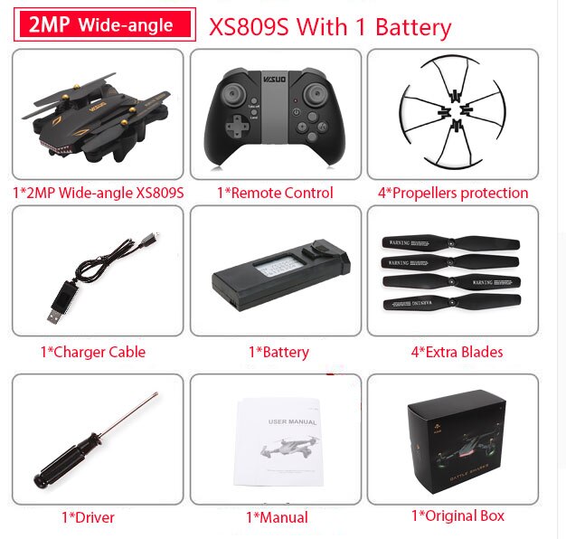 VISUO XS809S XS809HW Foldable Selfie Drone with Wide Angle 0.3MP/2MP HD Camera Quadcopter WiFi FPV RC Helicopter Mini Dron