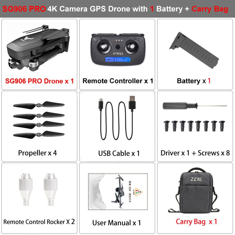 ZLRC SG906 Pro 2 RC Drone with 4K Camera GPS 5G WIFI 3-axis Gimbal Drone Quadcopter Professional 50X Zoom Brushless Drones Toys