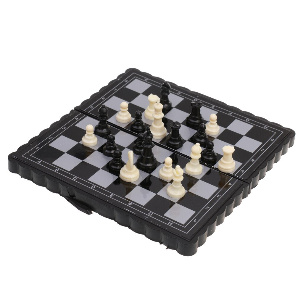 Portable Magnetic Chess Set Classic Strategy Board Game for Kids Adults Families - Black White