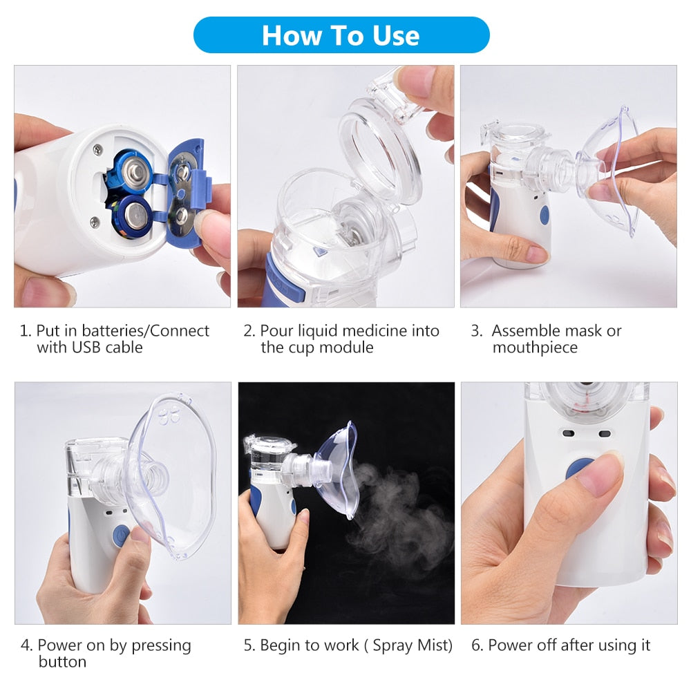 Inhaler Portable Nebulizer for inhalation Handheld Ultrasonic Steaming Devices Home USB Rechargeable Nebulizer for Adults Kids
