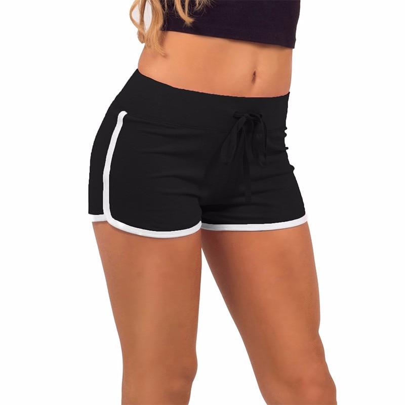 Summer Leisure Women Shorts Contrast Binding Side Split Elastic Waist Loose Casual Shorts Yo-Ga Short Feminino
