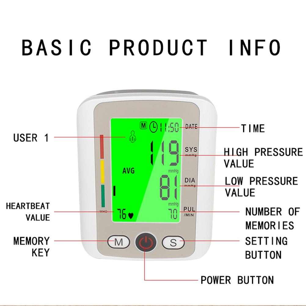 Blood Pressure Monitor Electronic Blood Pressure Meter Electronic Sphygmomanometer Arm Style Home Tonometer without Battery