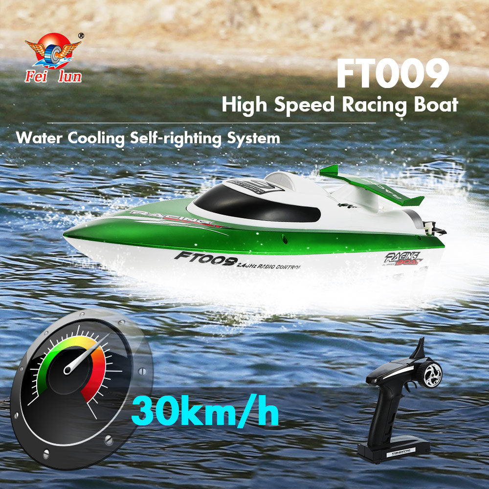 30KM/H FT009 Electric RC Boat 2.4G High Speed Radio Remote Controlled Speedboat Racing Ship Steerable Boats Adults RC Toy Gift