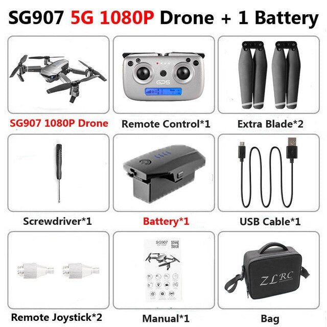 SG907 SG901 5G GPS Foldable Profissional Drone with Dual Camera 1080P 4K WiFi FPV Wide Angle RC Quadcopter Drone Camera