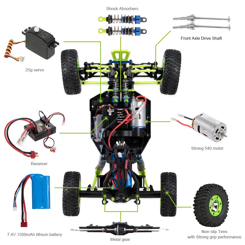 WLtoys 12428 RC Car 4WD 1/12 2.4G 50KM/H High Speed Monster Vehicle Remote Control Car RC Buggy Off-Road Car