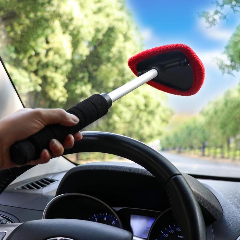 Car Windshield Cleaner Brush Wiper Telescopic Handle Auto Window Glass Washer Soft Towel Brush Anti Skid Car Care Cleaning Tools