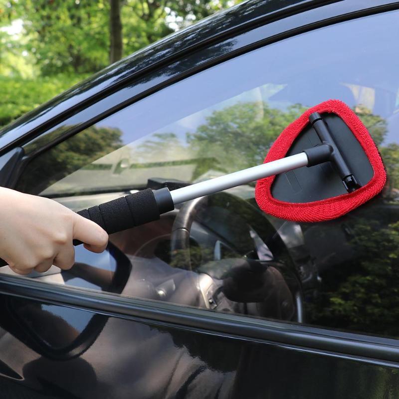Car Windshield Cleaner Brush Wiper Telescopic Handle Auto Window Glass Washer Soft Towel Brush Anti Skid Car Care Cleaning Tools