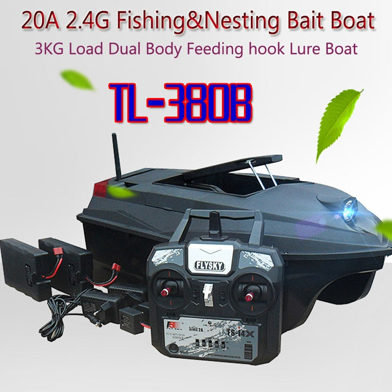 TL-380B 20A 2.4G Fishing&Nesting Bait Boat 3KG Load Dual Body Feeding hook Lure Boat(FlySky TX)