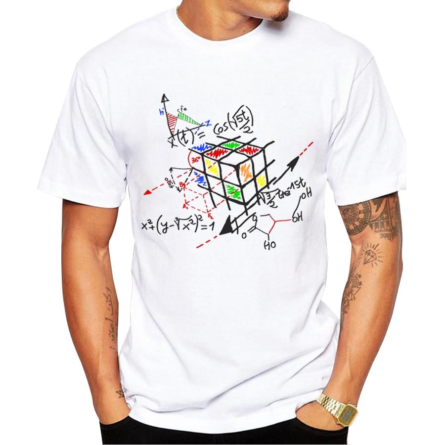 2018 New Fashion Math Work Design Men T-shirt Short Sleeve Hipster Tops Math cube Printed t shirts Cool tee