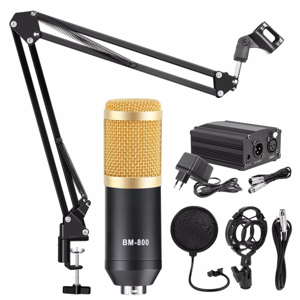 микрофон bm 800 Condenser Microphone Studio Recording Kits bm800 Karaoke Microphone for Computer bm-800 Mic Stand Phantom Power
