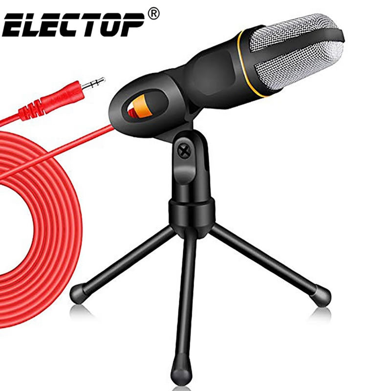 New Condenser Microphone 3.5mm Plug Home Stereo MIC Desktop Tripod for PC YouTube Video Skype Chatting Gaming Podcast Recording