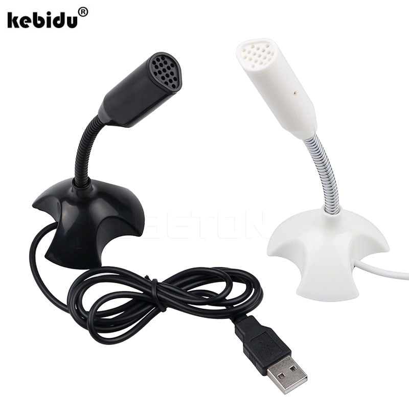 kebidu Adjustable USB Laptop Microphone Mini Studio Speech Microphone Stand Mic With Holder for Desktop PC High Quality