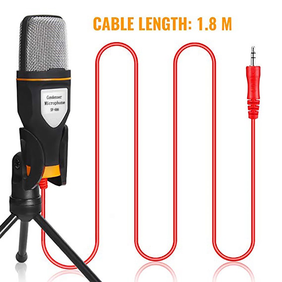 New Condenser Microphone 3.5mm Plug Home Stereo MIC Desktop Tripod for PC YouTube Video Skype Chatting Gaming Podcast Recording