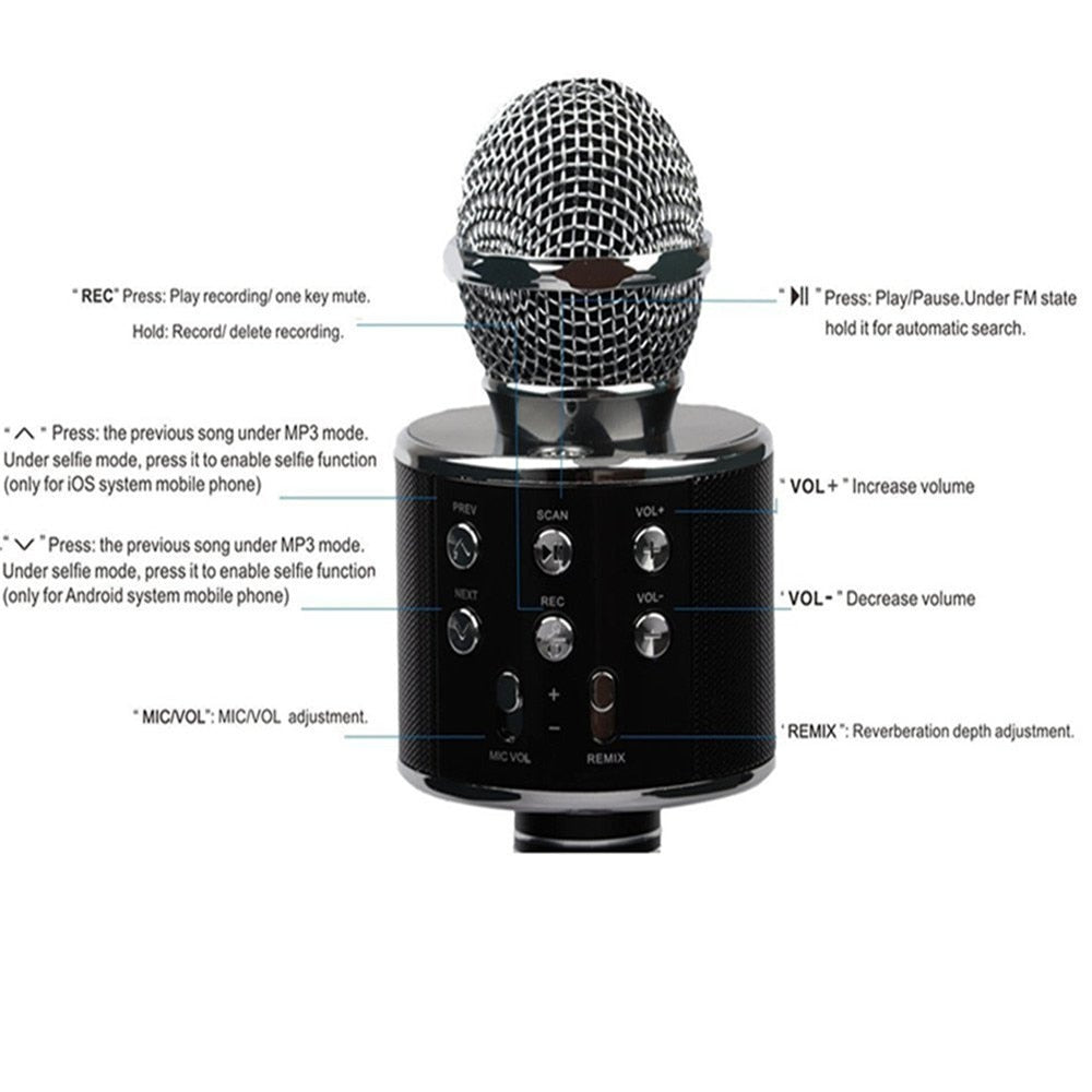 WS 858 wireless USB microphone professional condenser karaoke mic bluetooth stand radio mikrofon studio recording studio WS858
