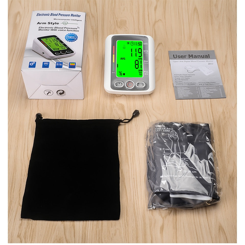 Blood Pressure Monitor Electronic Blood Pressure Meter Electronic Sphygmomanometer Arm Style Home Tonometer without Battery
