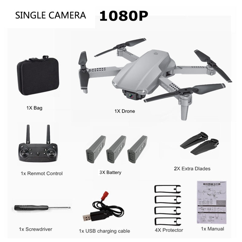 2020 NEW E99 Drone 4K HD FPV Wide Angle  Profession  Dual Camera Hight Hold Optical Flow Foldable RC Quadcopter Dron Toys