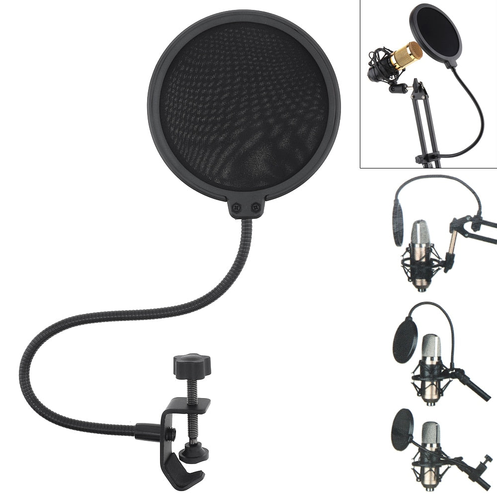 Double Layer Studio Microphone Flexible WindScreen Mask Mic Pop Filter Shield 100/155MM for Speaking Recording Accessories