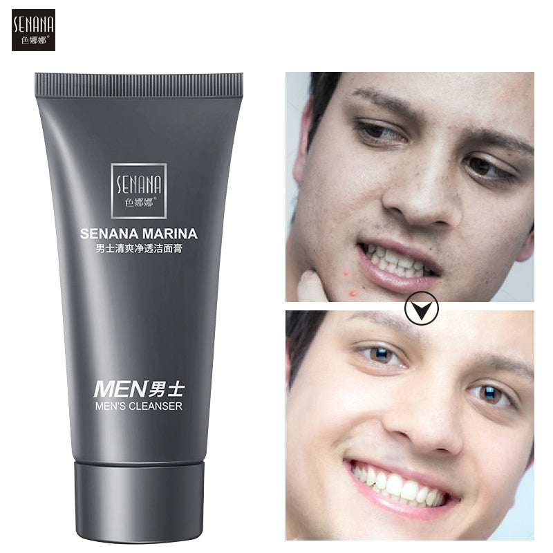 SENANA Men Oil-Control Moisturizing Face Cleanser Remove Acne Blackhead Refreshing Whitening Deep Cleansing Wash Skin Care 60g