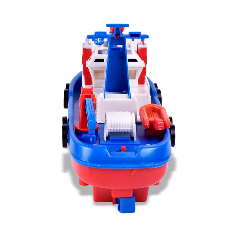 Fast Speed Music Light Electric Marine Rescue Fire Fighting Boat Fire Fighting Ship Toys Non-Remote Toy Kids Children's Day Gift