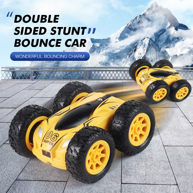 3.7 inch RC Car 2.4G 4CH Drift Stunt Double-sided bounce Stunt Car Rock Crawler Roll Car 360 Degree Flip Kids Robot RC Cars Toys