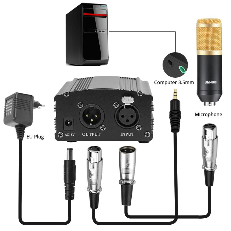 микрофон bm 800 Condenser Microphone Studio Recording Kits bm800 Karaoke Microphone for Computer bm-800 Mic Stand Phantom Power