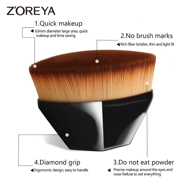 Zoreya Foundation Makeup Brush Flat Top Kabuki Hexagon Face Blush Powder Foundation Brush for Cream or Flawless-Powder Cosmetics