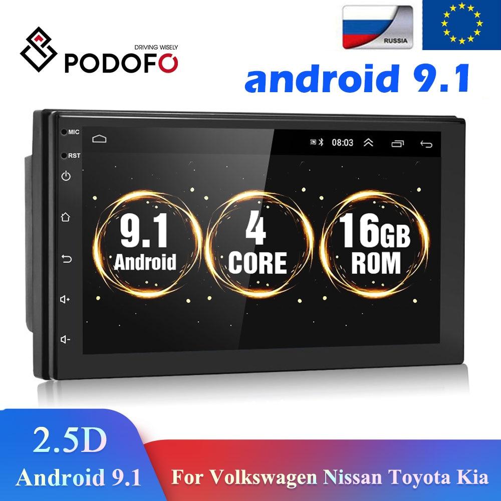 Podofo Android 9.1 2 Din Car radio Multimedia GPS Player 2DIN 2.5D Universal For Volkswagen Nissan Hyundai Kia toyota LADA Ford