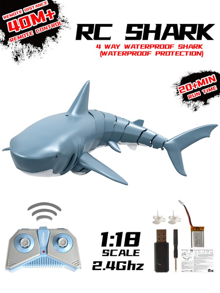 2.4G Highly simulated Simulation Remote Control Shark Boat Toy USB Charging for Swimming Pool Bathroom Funny Toy
